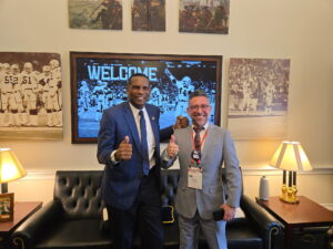 US Representative Burgess Owens with Board Member Ruben Bravo