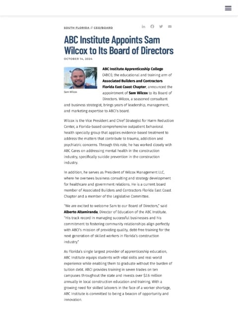 10 14 2004 ABC Institute Appoints Sam Wilcox to Its Board of Directors citybiz 1 480x636